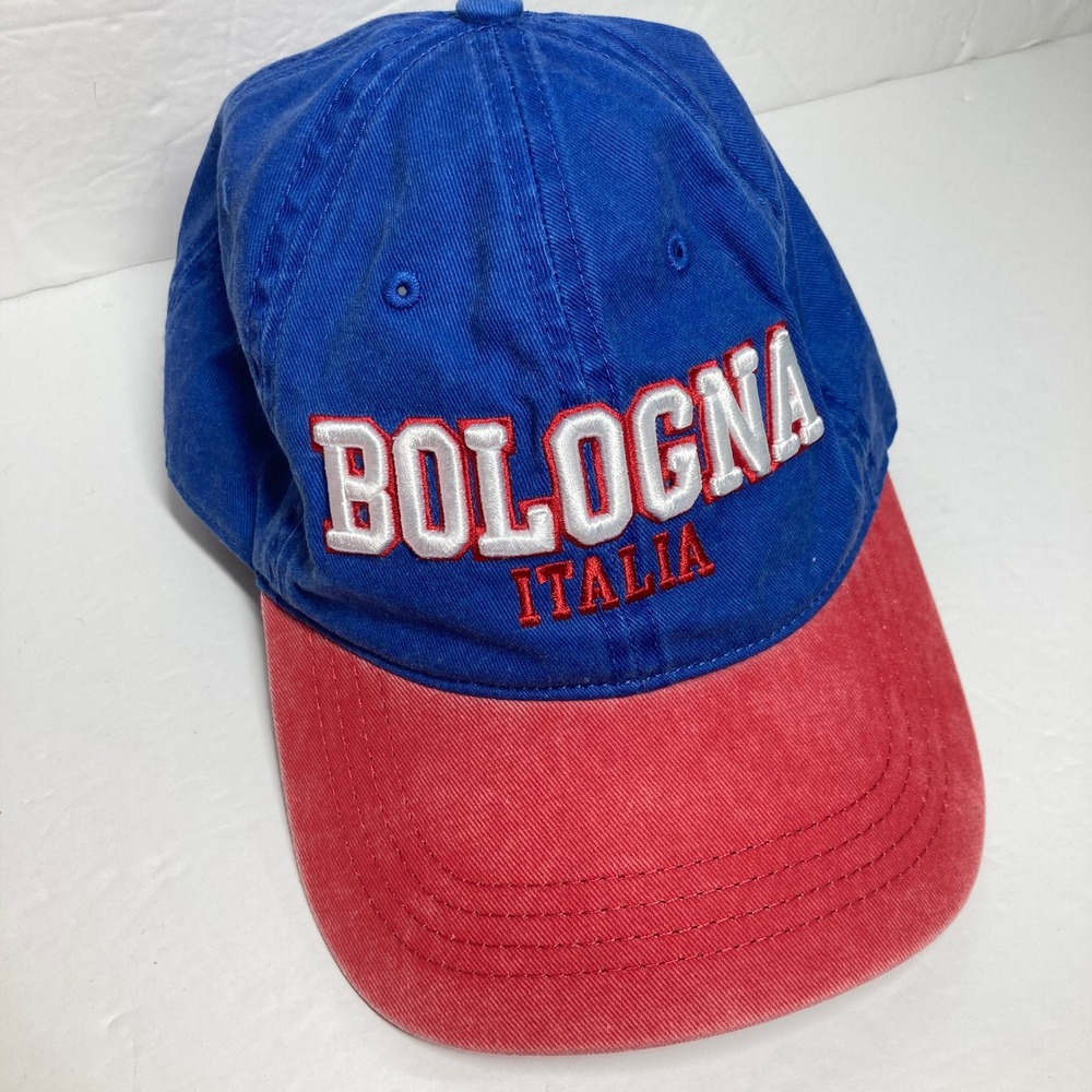 Bologna Italia Cap Hat Adult NEW Blue Red Adjustable Embroidered Souvenir